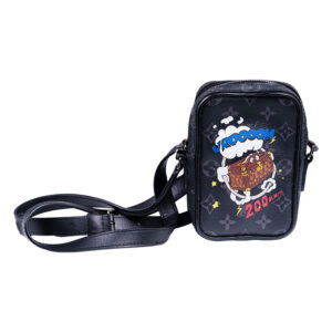 black canvas Louis Vuitton crossbody handbag with comic print "Vrooom"