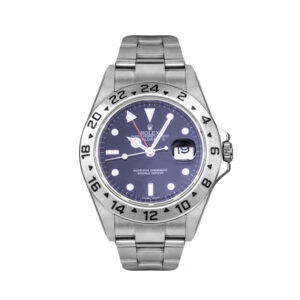 stainless steel rolex with a black dial