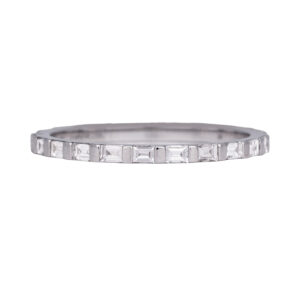 white gold band set with baguette diamonds