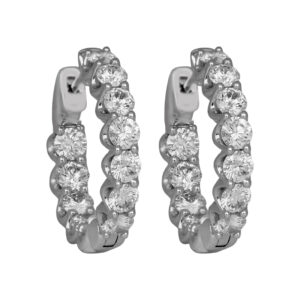 white gold inside out hoop earrings set with round brilliant diamonds