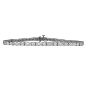 white gold tennis bracelet set with round diamonds