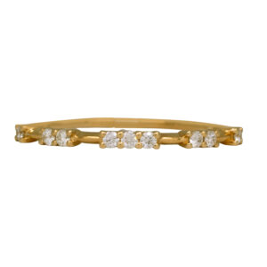 yellow gold band set with round diamonds