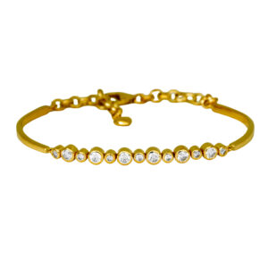 yellow gold bracelet set with round diamonds