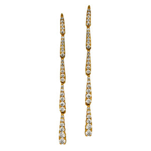yellow gold long drop earrings set with round earrings