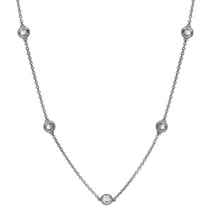 white gold station necklace set with round brilliant diamonds