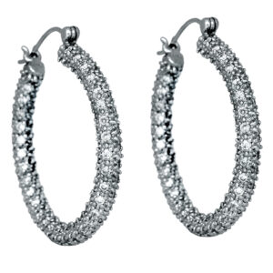 white gold inside out hoop earrings set with round brilliant diamonds