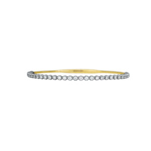 white and yellow gold bangle bracelet set with round brilliant diamonds