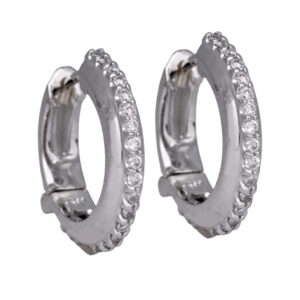white gold knife edge hoop earrings set with round brilliant diamonds