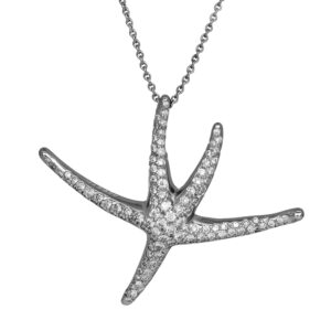 platinum starfish pendant set with round brilliant diamonds
