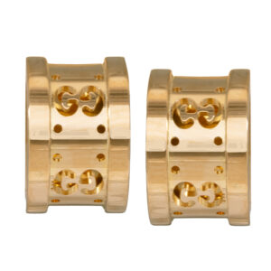 yellow gold wide half hoop earrings