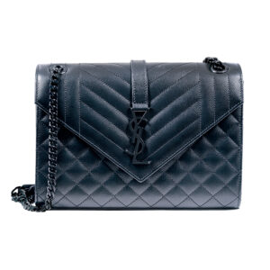 YSL black embossed leather handbag