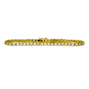 yellow gold tennis bracelet set with round brilliant diamonds