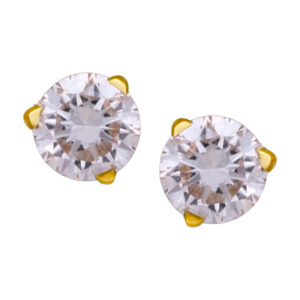 round brilliant diamond stud earrings with martini set (3) yellow gold prongs