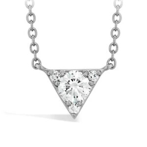 white gold triangle pendant set with round brilliant diamonds