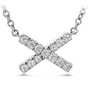 white gold X pendant set with diamonds