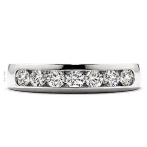 white gold band channel set with round brilliant diamonds
