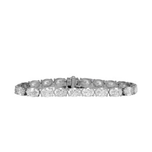 white gold tennis bracelet set with oval diamonds