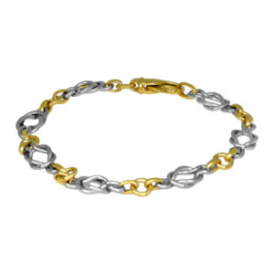 white and yellow gold circle link bracelet