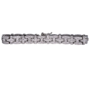 white gold 3-row bracelet set with round brilliant diamonds