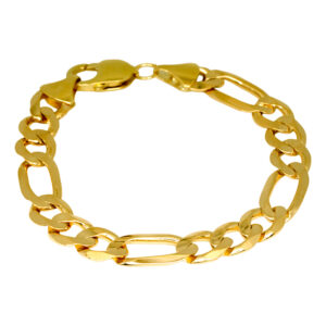 yellow gold figaro link bracelet