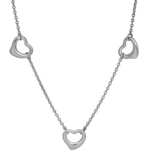 sterling silver open heart station necklace