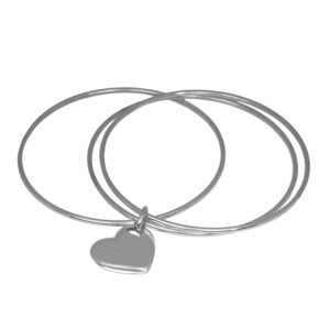 sterling silver multi ring bangle with heart charm