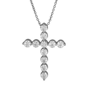 white gold cross pendant set with round brilliant diamonds