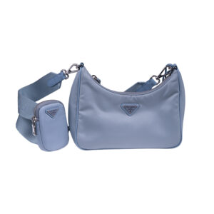 light blue nylon prada handbag and matching coin purse