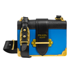 blue and black leather Prada shoulder bag