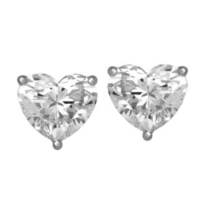 white gold stud earrings set with heart diamonds