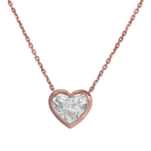 rose gold solitaire pendant set with a heart diamond