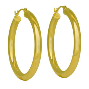 yellow gold tube hoop earrings