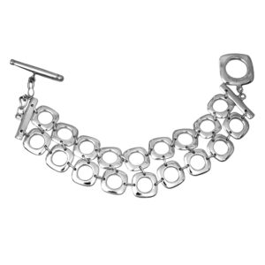 sterling silver bracelet with two rows of square cushion links