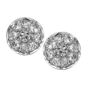 white gold bezel set stud earrings set with round diamonds