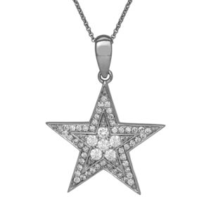 white gold star pendant set with round brilliant diamonds