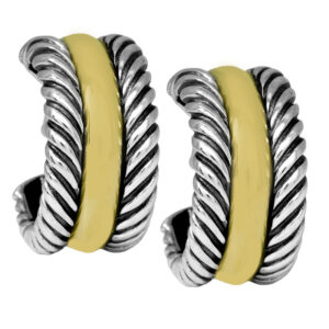 hoop earrings in silver and yellow gold