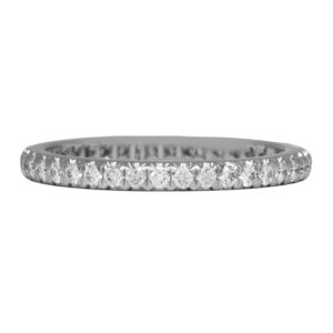 white gold band set with round brilliant diamonds