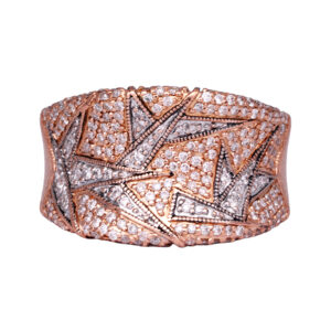 rose gold wide band set with round diamonds