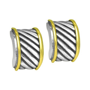 sterling and yellow gold cable half hoop earrings