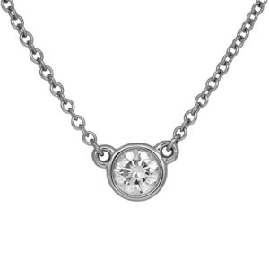 platinum pendant set with a round brilliant diamond