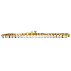 yellow gold tennis bracelet set with round brilliant diamonds