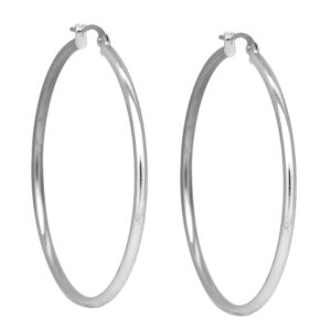 white gold hoop tube hoop earrings