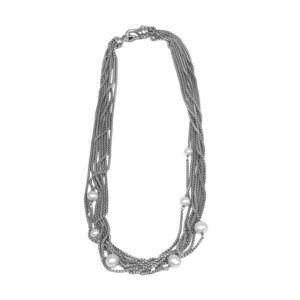 sterling silver multi-strand pearl necklace