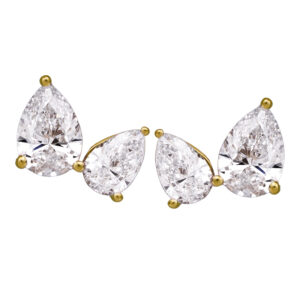 yellow gold stud earrings set with pear diamonds