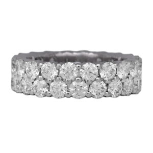 white gold 2-row band set with round diamonds