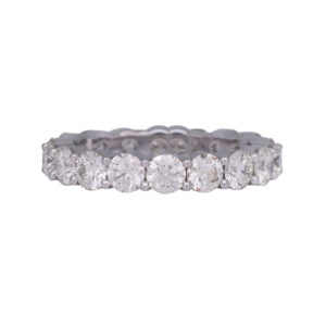 white gold band set with round brilliant diamonds