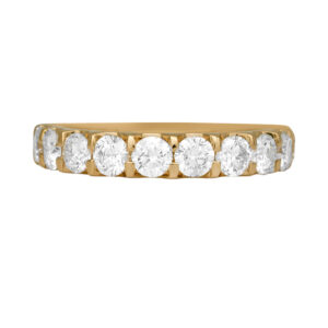 yellow gold band set with round brilliant diamonds
