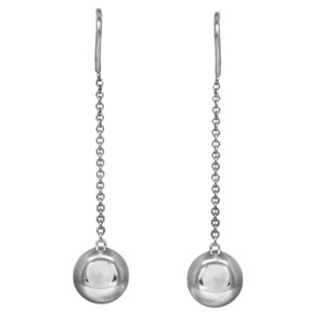 sterling silver dangle earrings with spheres at the bottom