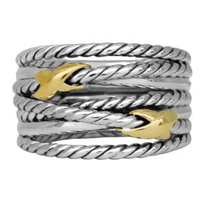 sterling silver and yellow gold crossover cable X ring