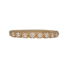 yellow gold band set with round brilliant diamonds